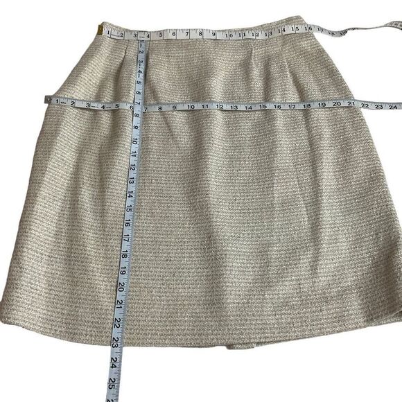 Westbrook Skirt All Silk Zipper Button Back Cream Pink Blue Pastel Weave Size 14 - Picture 4 of 8